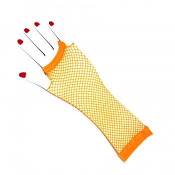 Gloves long fishnet Orange BUY